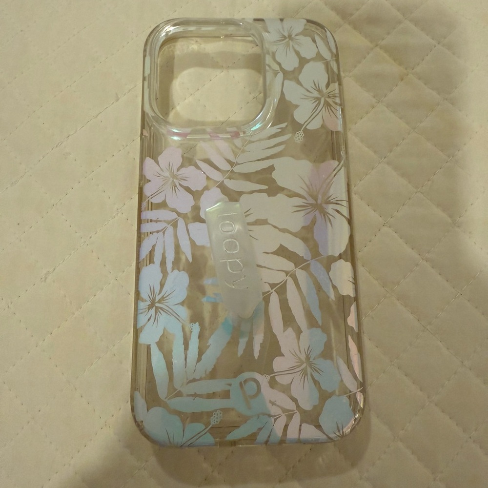 Loopy floral clear pearlescent iPhone 14 Pro protective case
